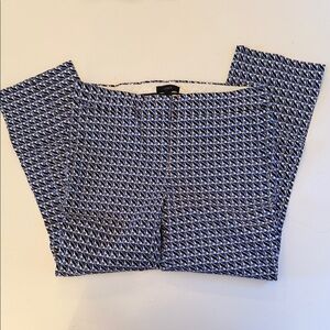 J. Crew Stretch Geometric Patterned, Cropped, Straight Leg Pants Size 2
